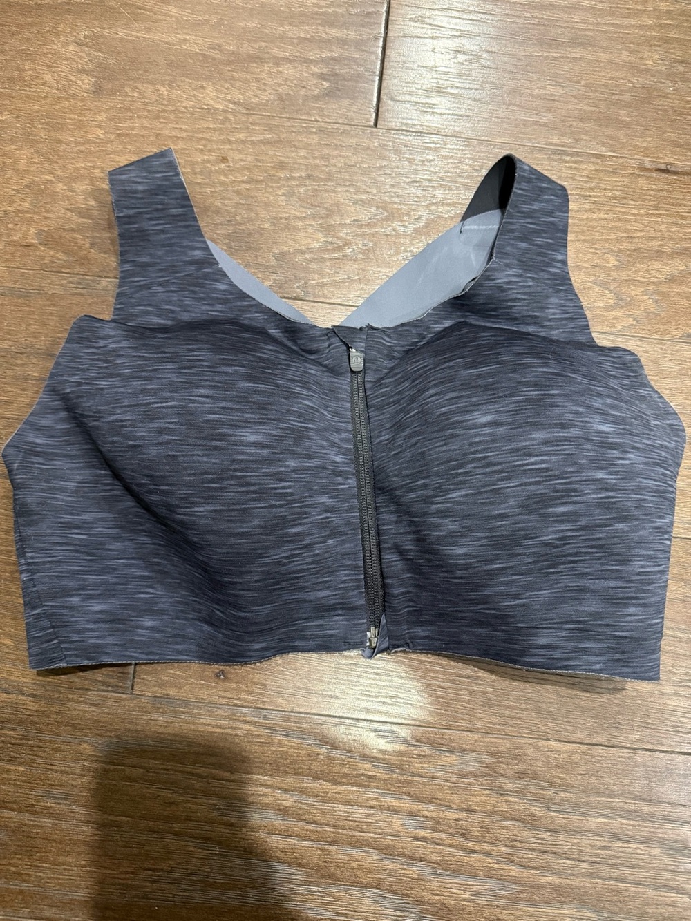 Lululemon Enlite Bra Zip Front Heathered Black Grey High Impact Sports Bra 36E